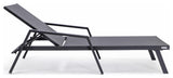 LeisureMod Marlin Outdoor Patio Stackable Chaise Lounge Chair With Armrests, Black