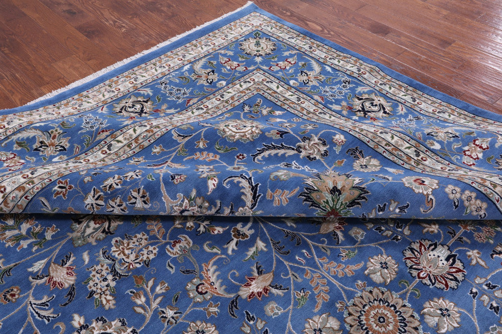 11' 8" X 15' 3" Persian Nain Wool and Silk Hand Knotted Rug Q7155