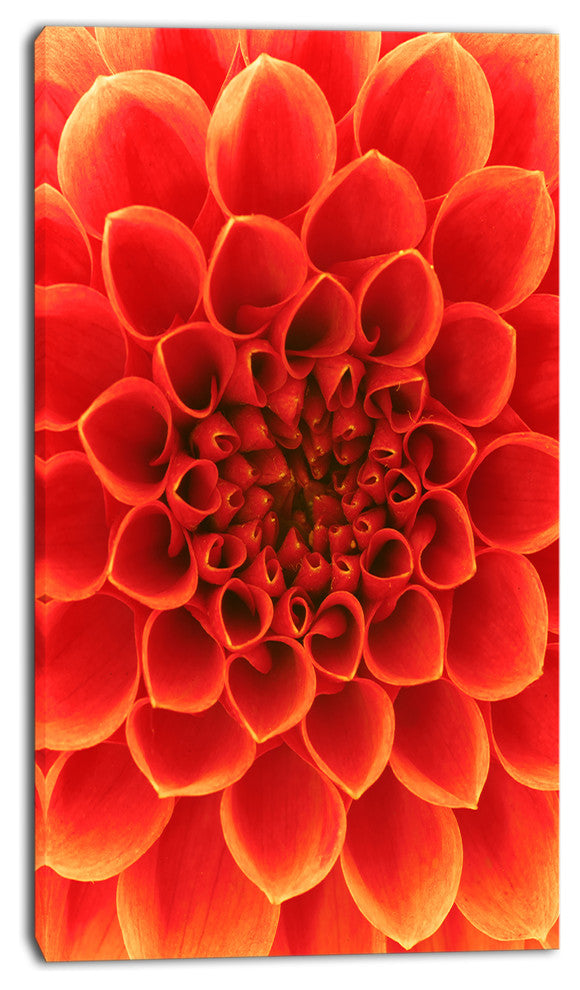 Orange Abstract Floral Design, Floral Canvas Art Print, 16"x32"