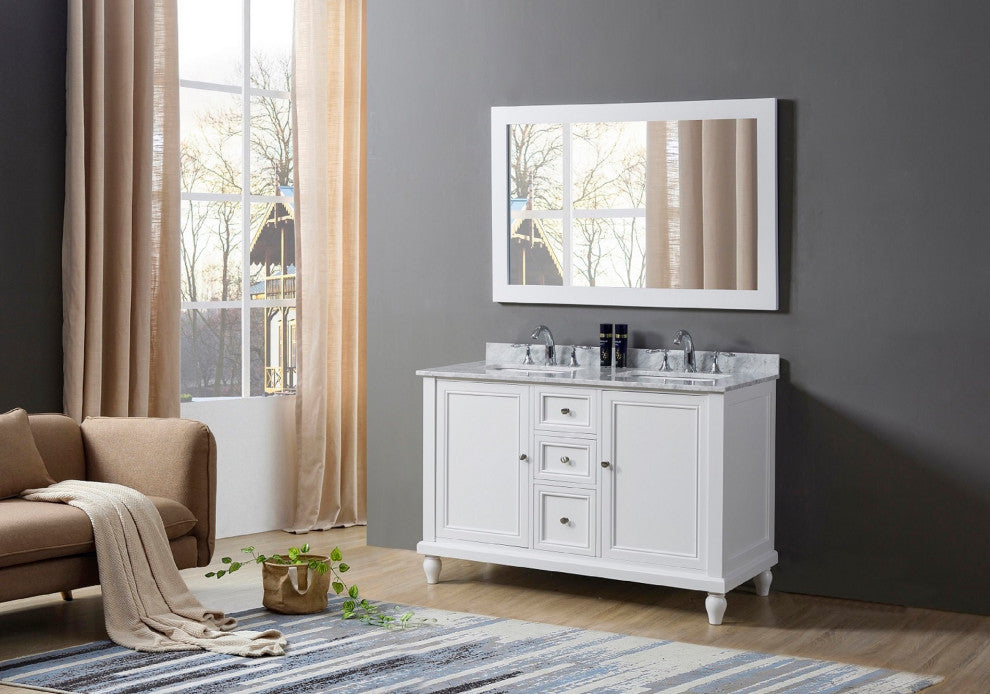 48" Classic Double Bath Vanity, White