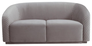 TOV Furniture Yara Pleated Grey Velvet Loveseat