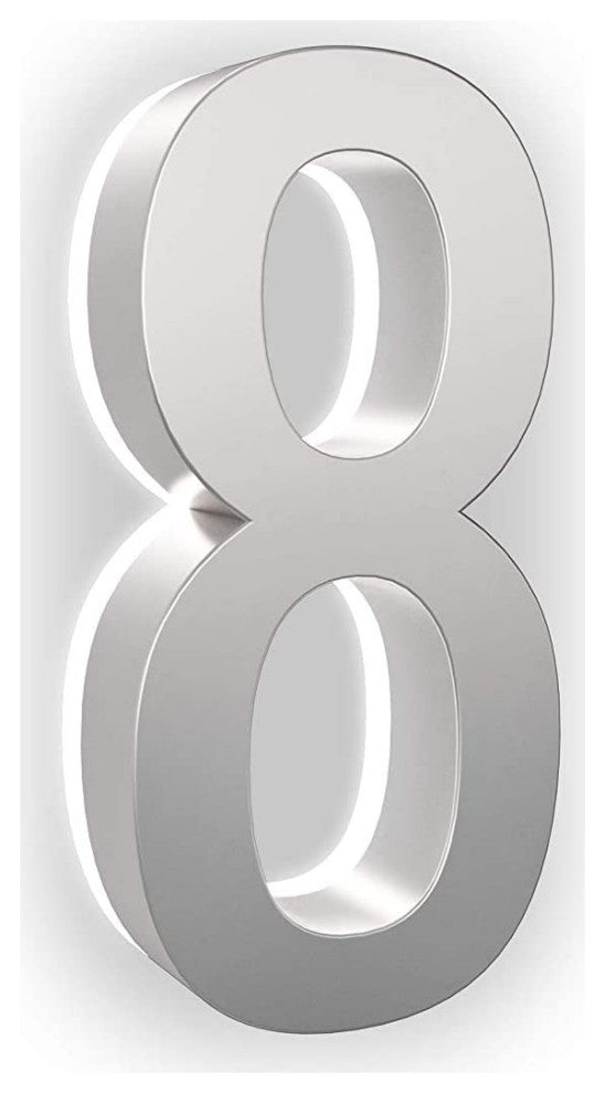 Address Numbers, 7-in. Durable ABS-Polymer, Silver, 8