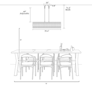 LNC Chispa 4-Light 35" Modern Rectangle Crystal Glass Pendant Lights for Dining
