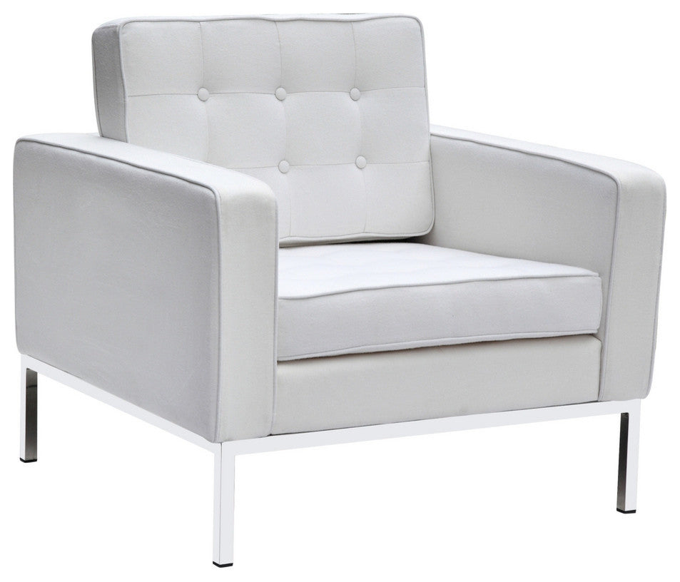 Modern Classics Button Arm Chair in Wool, White