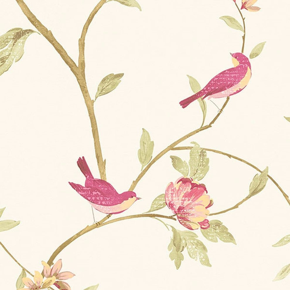 Rose Gardens 2, Romantic Floral Flower Cream, Rose Wallpaper Sample
