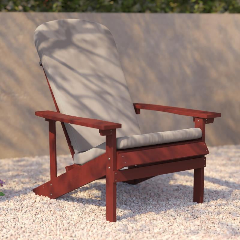 Charlestown Set of 2 Adirondack Chairs with Cushions, Red/Cream