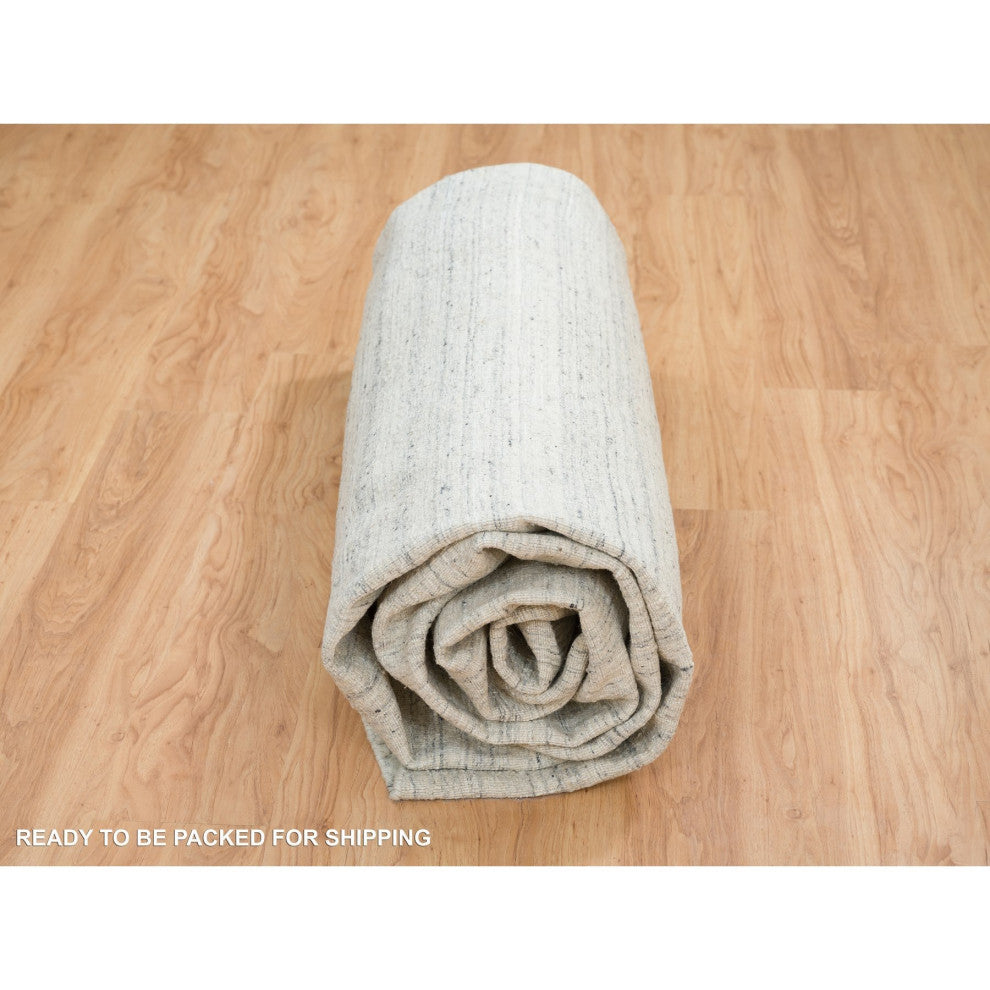 Beige, Organic Wool Modern Design, Hand Loomed, Round Rug, 11'9"x11'9"