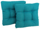 19" Squared Spun Polyester Tufted Dining Chair Cushion, Set of 2, Aqua Blue