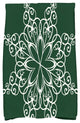 Snowflake Holiday Geometric Print Kitchen Towel, Dark Green
