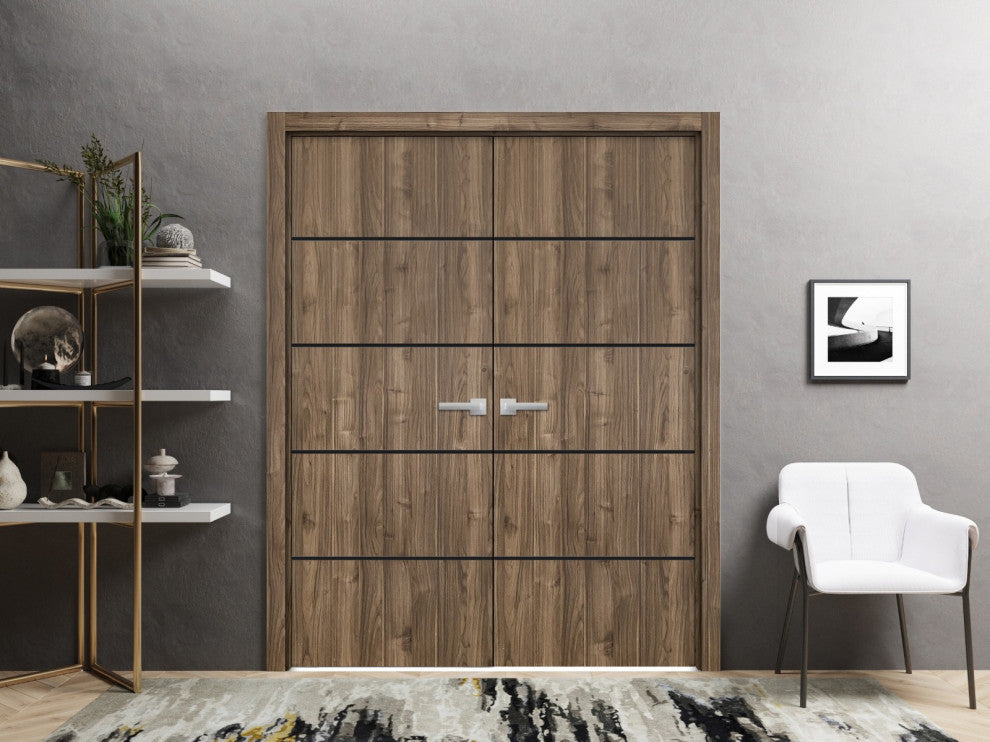 Slab Barn Door Panel 24 x 96 | Planum 0015 Walnut with  | Sturdy Finished