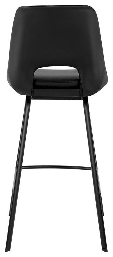 Carise Black Faux Leather and Black Metal Swivel 30" Bar Stool