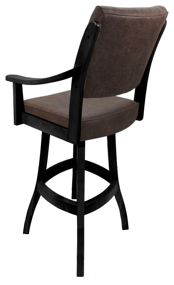Swivel Counter Wood Bar Stool Casa on S-Base, Northwest Whiskey - Black, 34"
