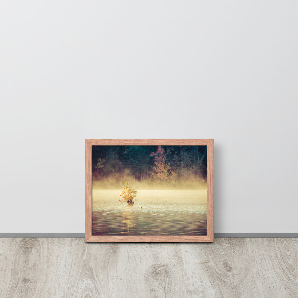 Golden Mist on Waples Pond Framed Photo Paper Wall Art Prints, Red Oak, 11" X 14"