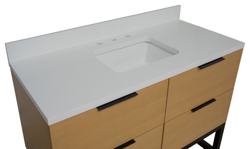 Mia 48" Bathroom Vanity, Blonde, Matte White