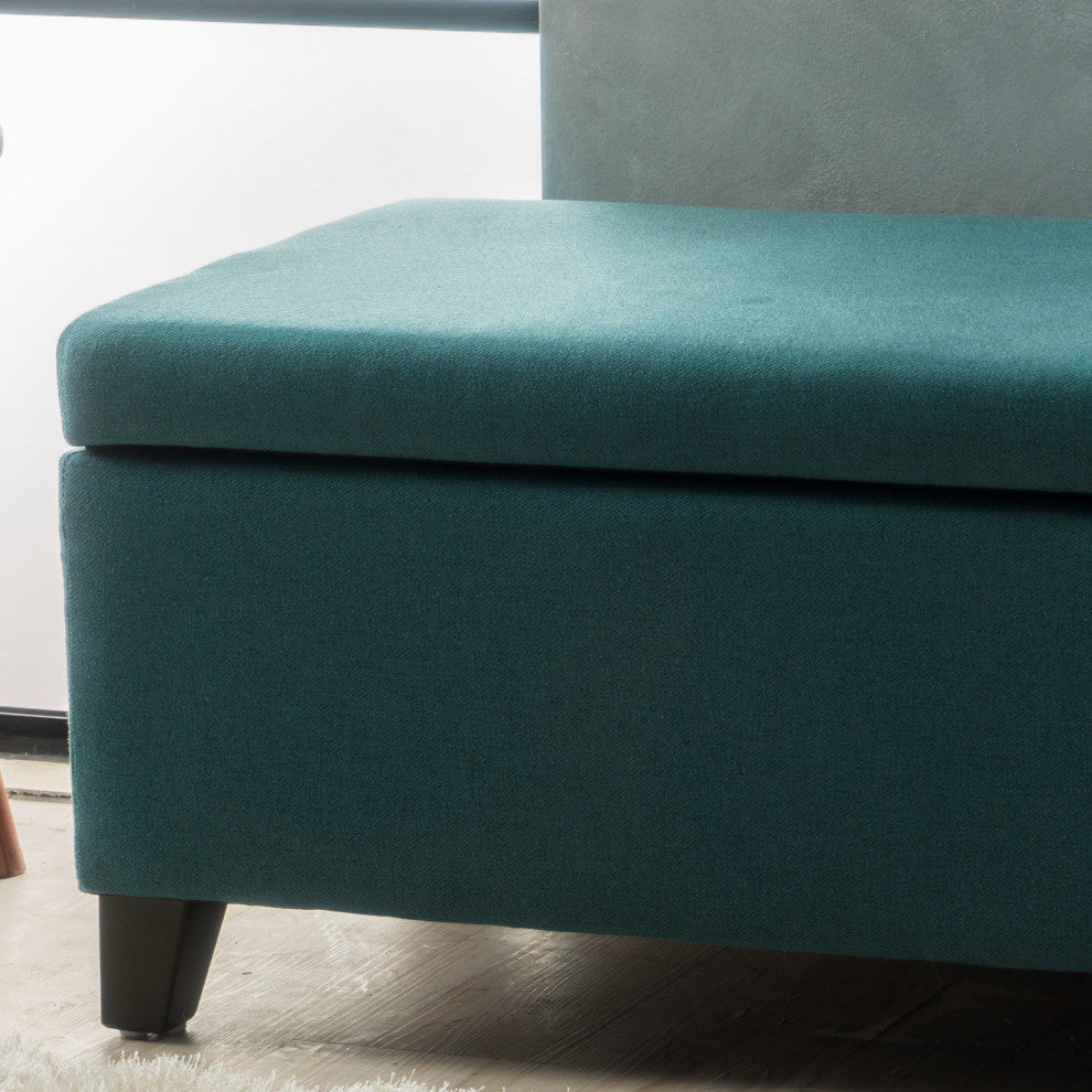 GDF Studio Breanna Contemporary Storage Ottoman, Dark Teal Fabric