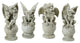 Set of 4 Decorative Gargoyles on Pedestal Finials Outdoor Garden Statues 13"
