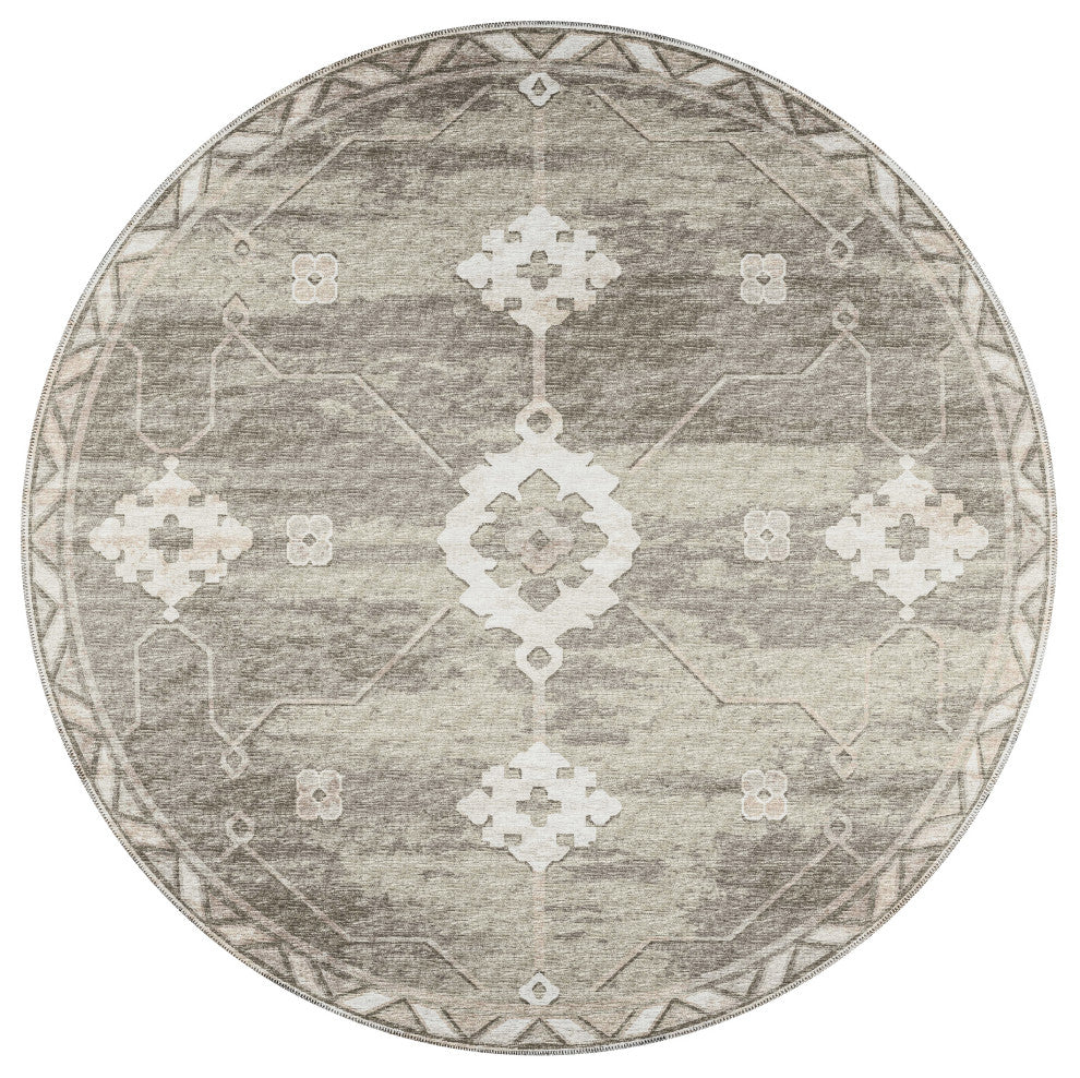 Indoor/Outdoor Sedona SN16 Khaki Machine Washable 10' x 10' Round Rug