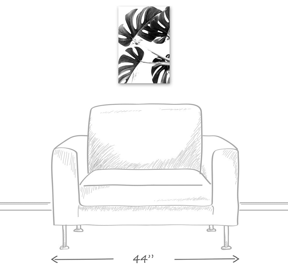 Black And White Monstera 12x18 Canvas Wall Art