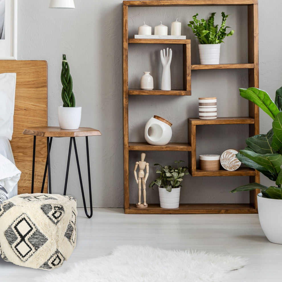 Boho Fringy Ottoman Cube Pouf
