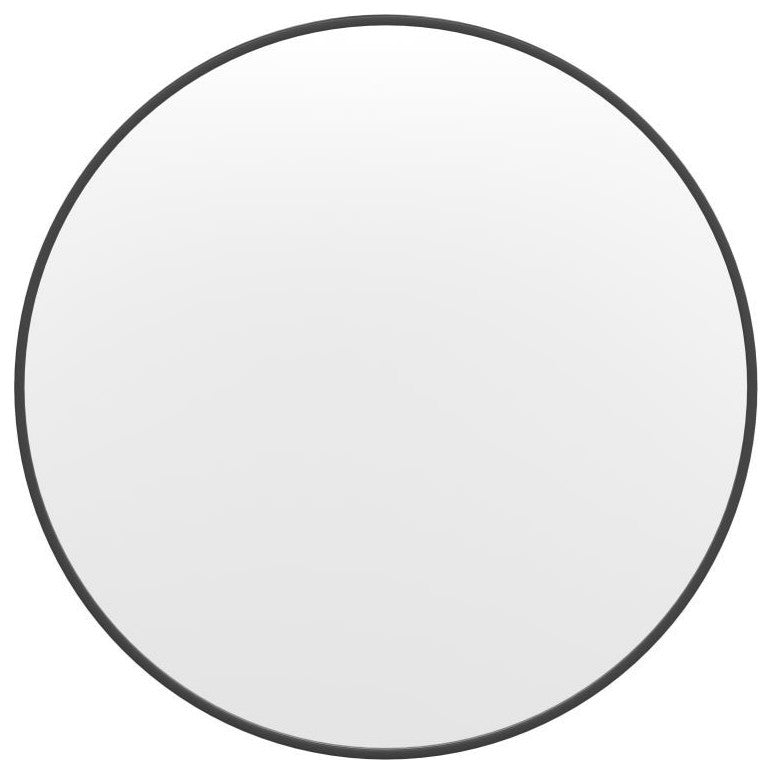 Julianne Round Metal Framed Wall Mirror, Black, 36"