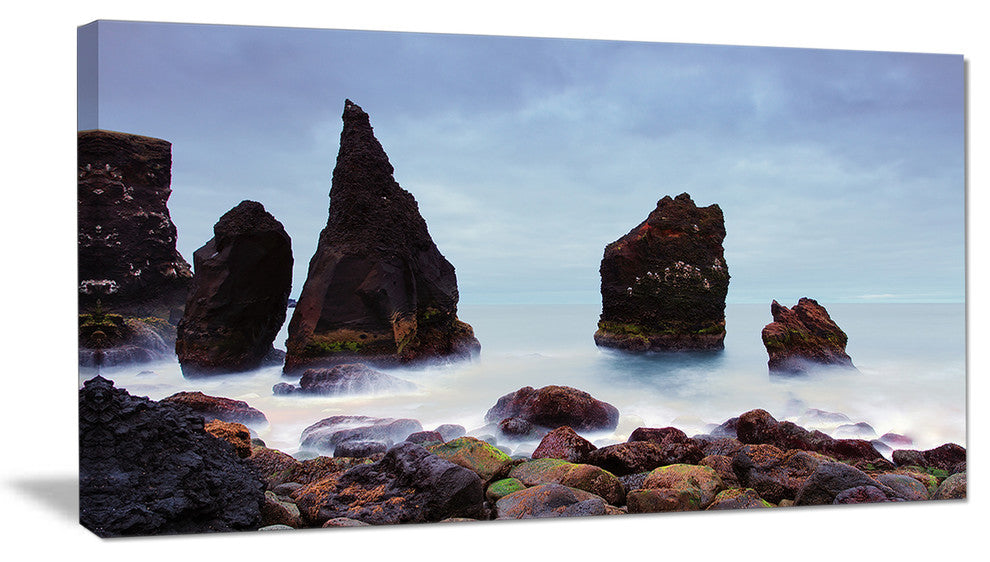 "Sharp Rocky Coastline Raykjanes" Wall Art, 60"x28", 1 Panel
