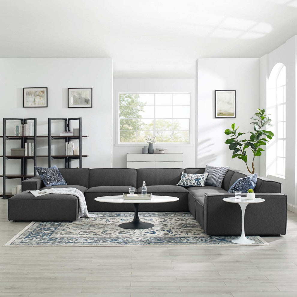 Sectional Sofa Set, Fabric, Dark Gray, Modern, Living Lounge Hospitality