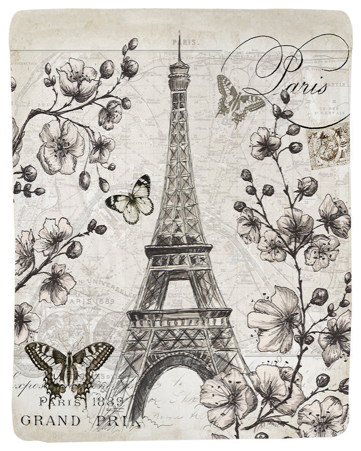 Laural Home Paris, Bloom Sherpa Throw Blanket