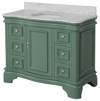 Katherine 42" Bath Vanity, Sage Green, Carrara Marble