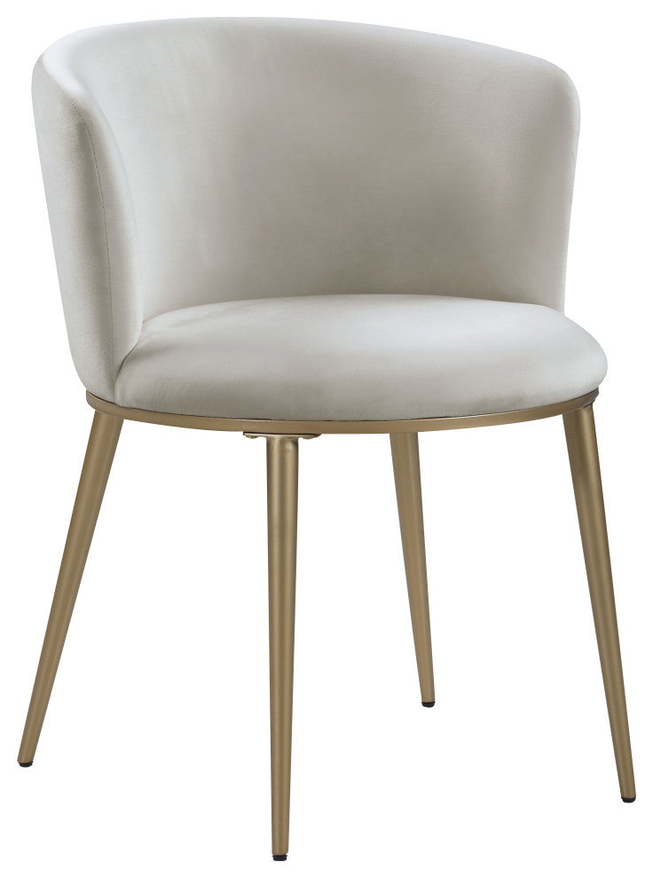 Skylar Dining Chair, Set of 2, Cream Velvet, Brushed Gold Iron Legs