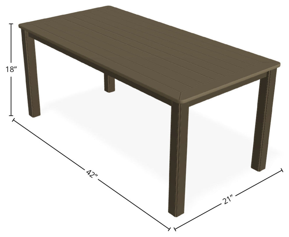 21" x 42" Rectangular Marine Grade Outdoor Coffee Table, Beachwood