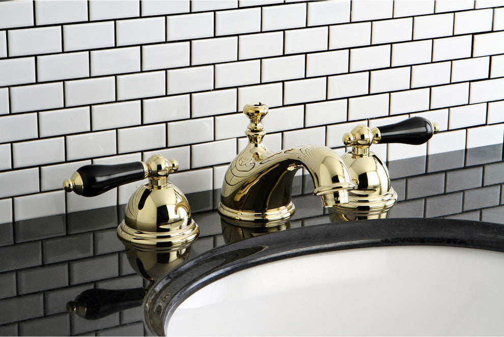 Kingston Brass Widespread Bathroom Faucet With Brass Pop-Up, Polished Brass