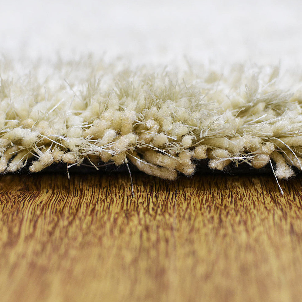 HAND TUFTED SHAG POLYESTER ECO-FRIENDLY AREA RUGS, White Color, Solid Design