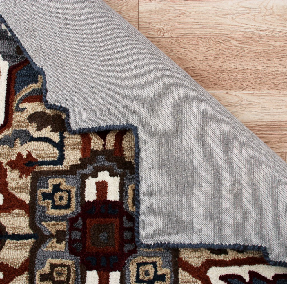 7??Maroon and Gray Medallion Area Rug