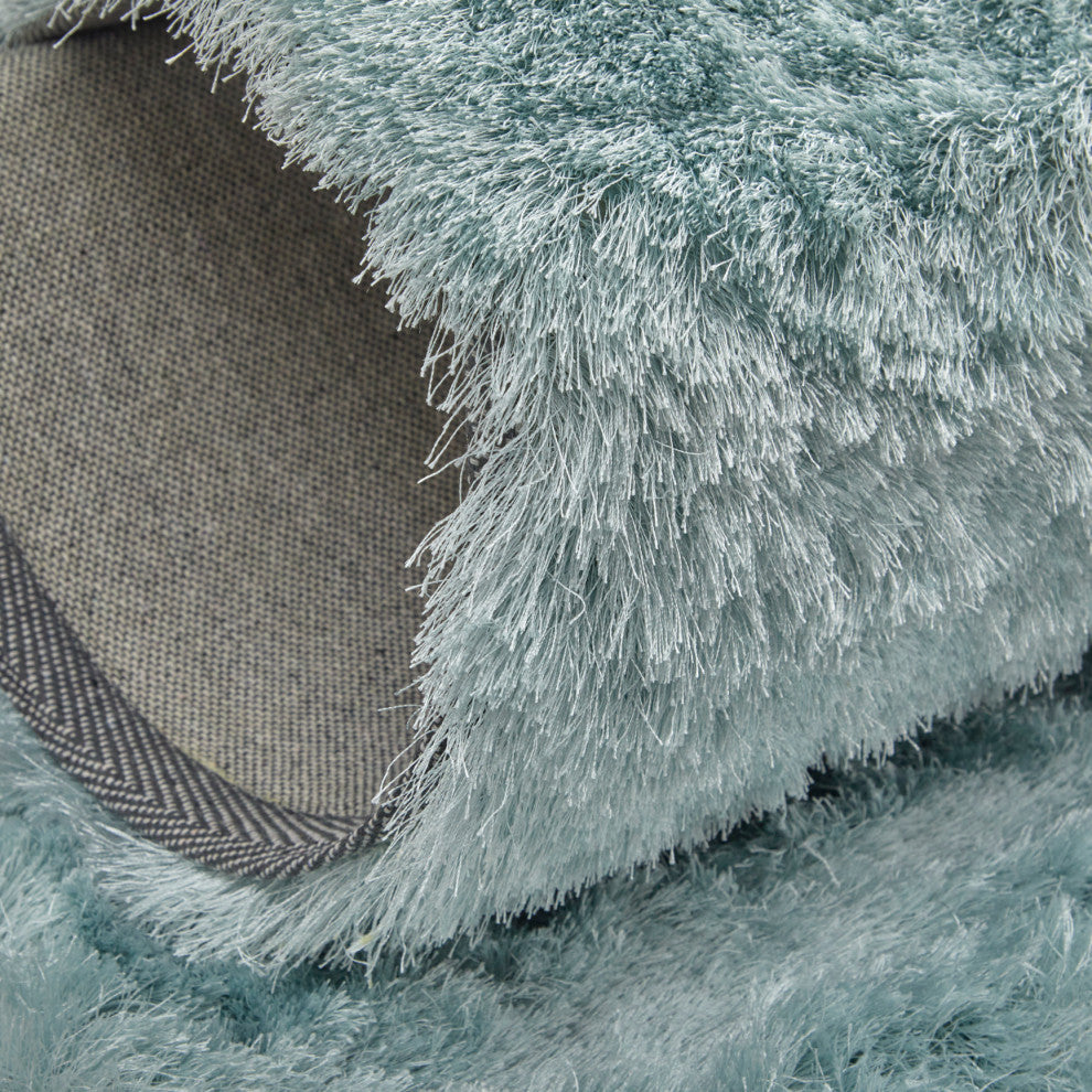 Weave & Wander Armada Plush Shag Rug, Light Aqua, 10'x10' Round