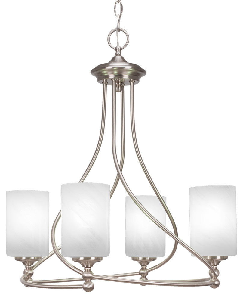 Capri 4-Light Chandelier, Brushed Nickel/White Marble