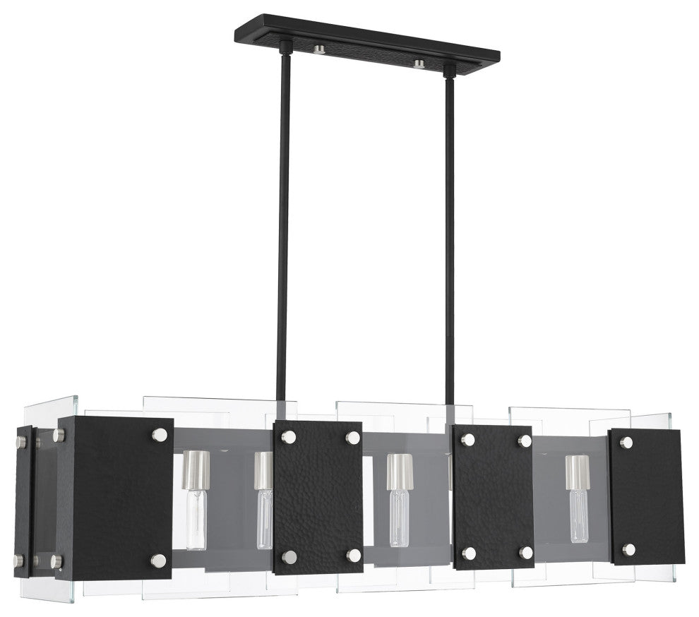 Livex Lighting Barcelona 8 Light Black, Brushed Nickel Accents Linear Chandelier