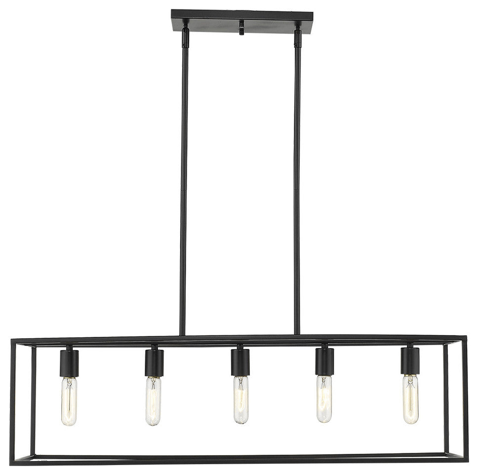 Cobar 5-Light Matte Black Island Pendant