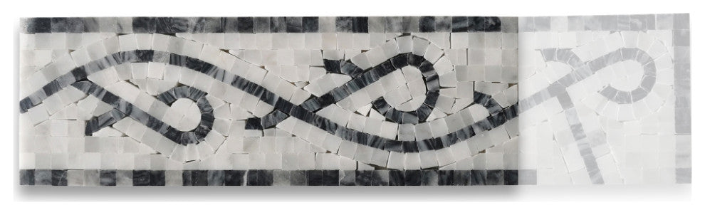 Stretch Bardiglio 4x12 Marble Mosaic Border Listello Tile Honed, 1 piece