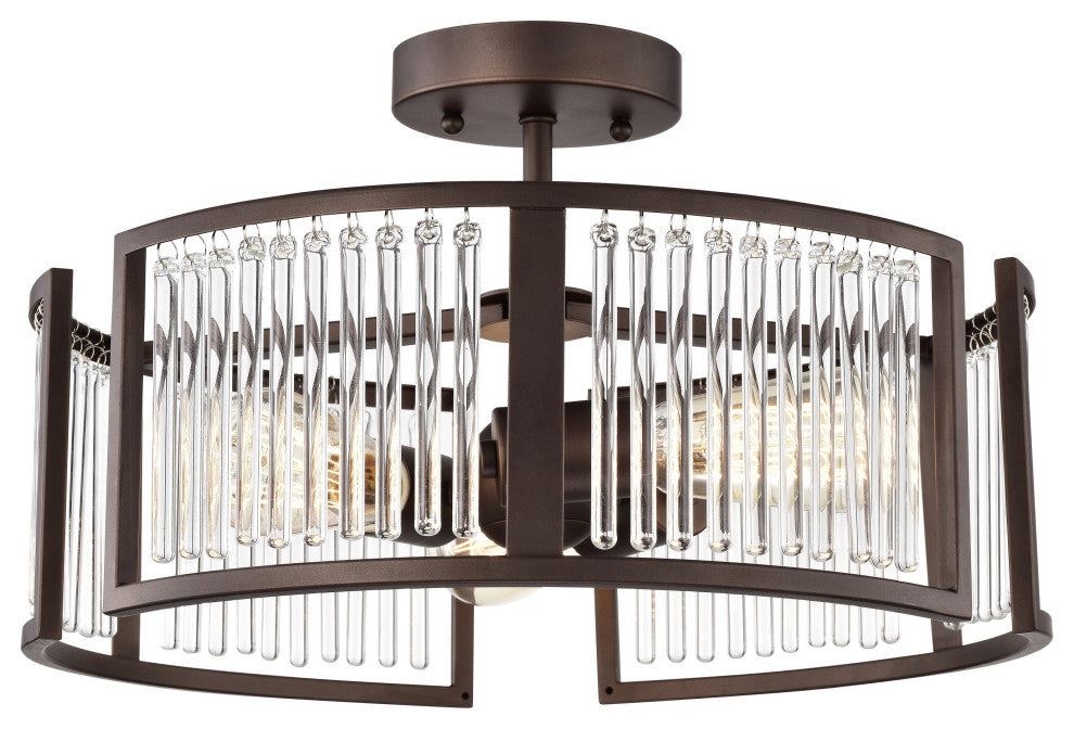 CHLOE Lighting FREY Transitional 3-Light Oil Rubbed Bronze Semi-Flush Fixture