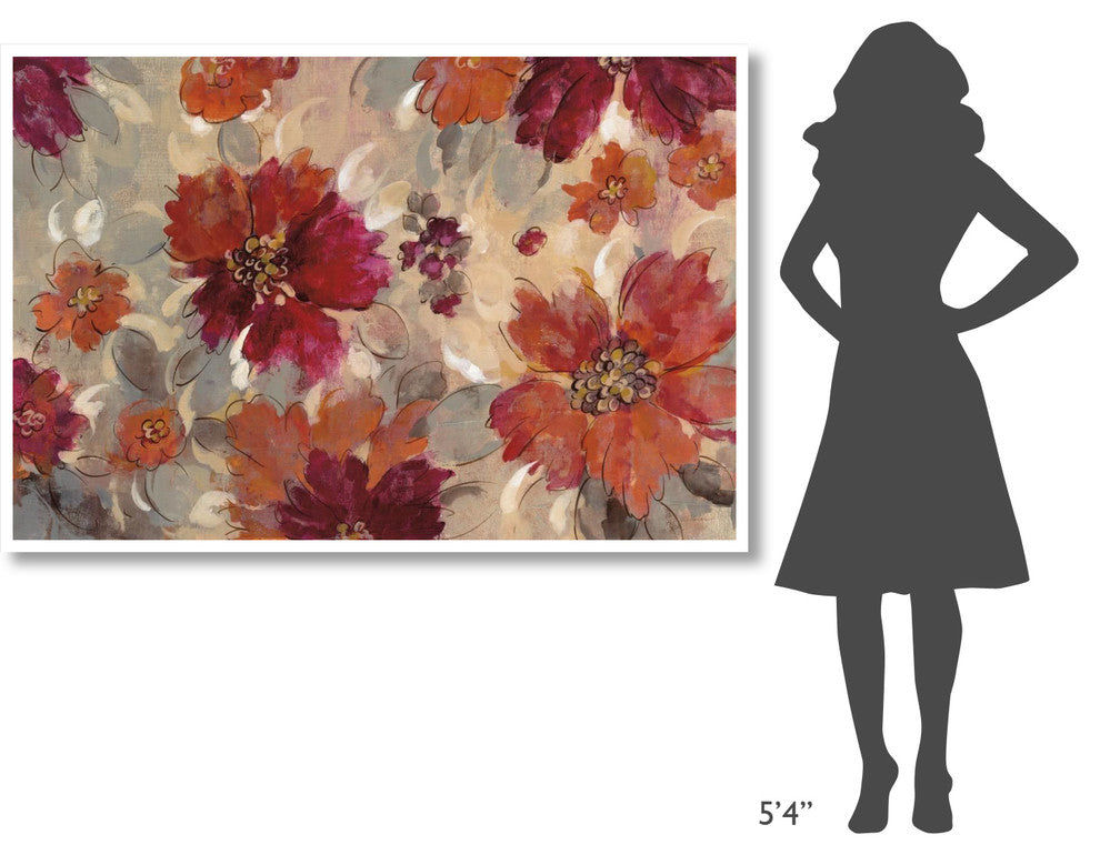 "Magenta and Coral Floral" Digital Paper Print by Silvia Vassileva, 62"x42"