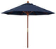 9' Square Push Lift Wood Umbrella, Sunbrella, Spectrum Indigo