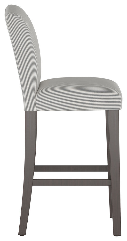 Janet Camel Back Bar Stool, Oxford Stripe Charcoal