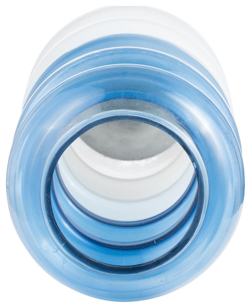 Glass, 17"H Accordion Vase, Blue