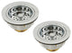Two Wing Nut Style Large Kitchen Basket Strainer, Satin Nickel, Polished Nickel
