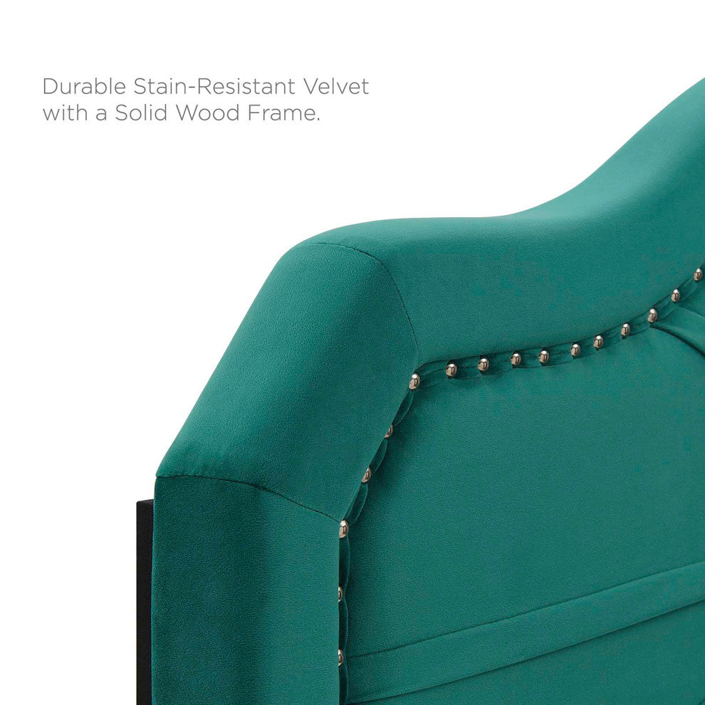 Kristin Pleated Performance Velvet Twin Headboard-Teal