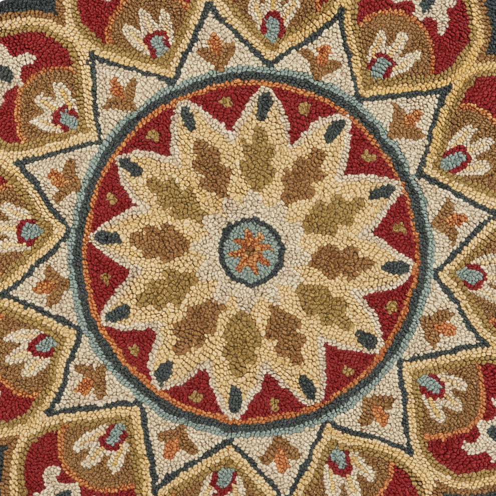 Red Sunflower Area Rug, 4' Round