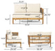 The Crowne Outdoor Acacia Wood and Round Wicker 5 Seater Sectional Sofa Chat Set