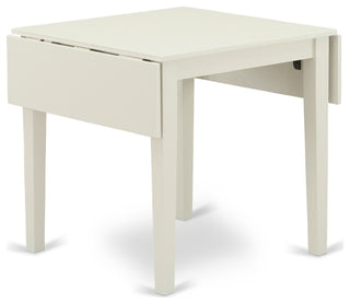 Dining Set 5 Pcs- 4 Chairs, Table, Linen White Chair Seat, Solid Wood Frame