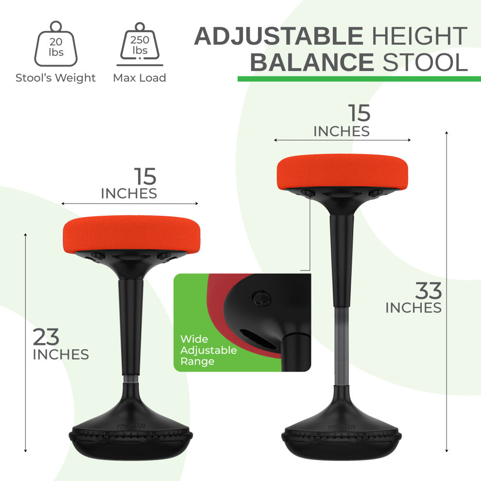 Wobble Stool, Adjustable Height, Red