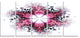 Violet Fractal Flower Pattern, Abstract Wall Art Canvas, 60"x28", 5 Panels